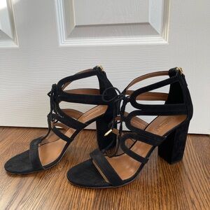 Aquazzura Aquazzura Holli 85mm Sandal Black Suede Strappy Heels